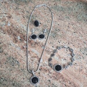 Crystal Druzy Filigree Statement Set